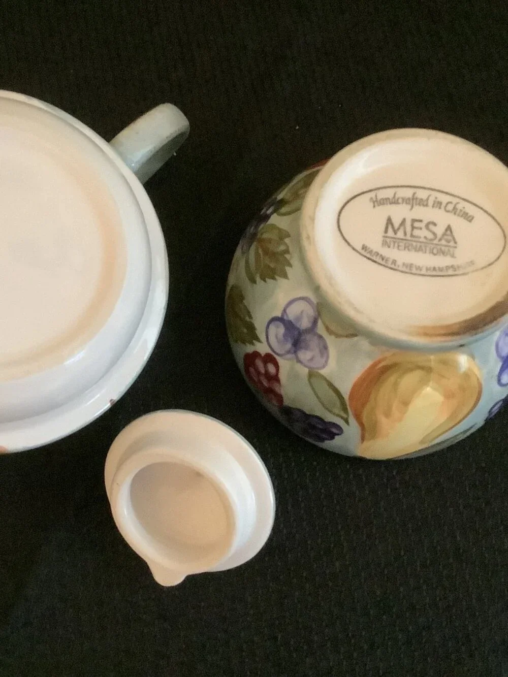 Set of Two TEA FOR ONE  Floral & Fruit Teapot & Cup Sets